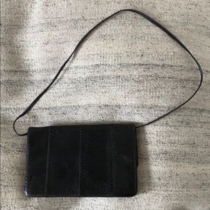 Vintage Black Snakeskin Leather Purse - Rectangle